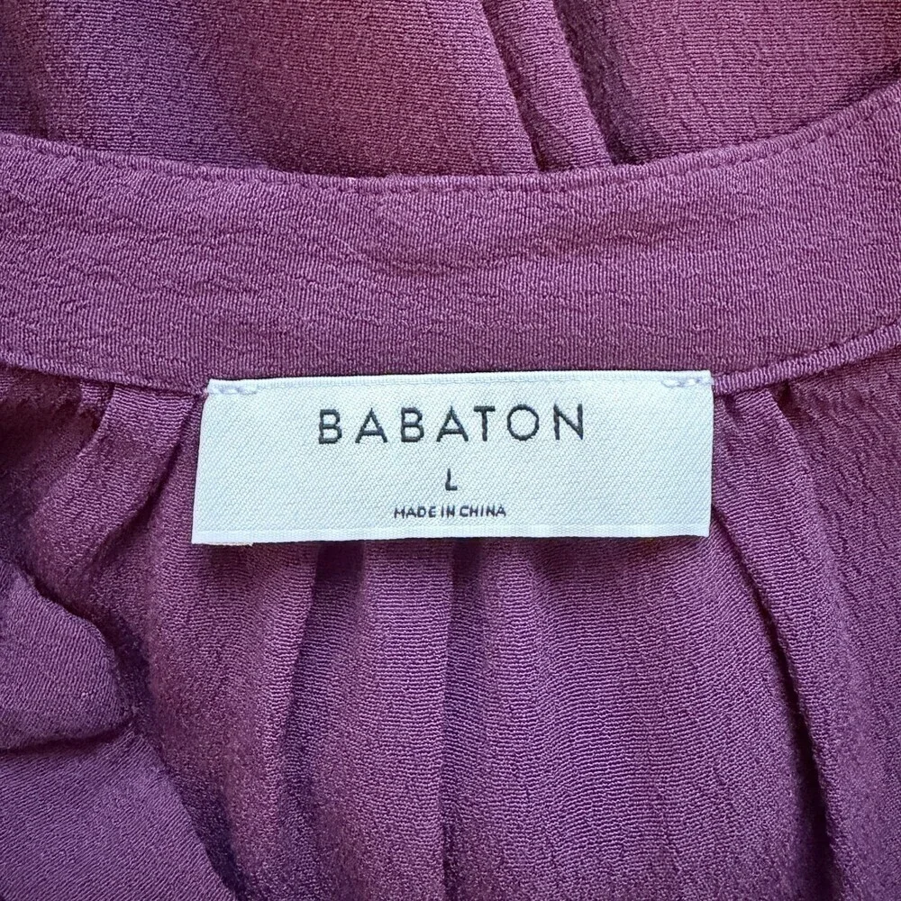 Babaton Shirt Dress Long Sleeve Tie Waist Corporate Girlie Burgundy Size Large - Picture 3 of 13